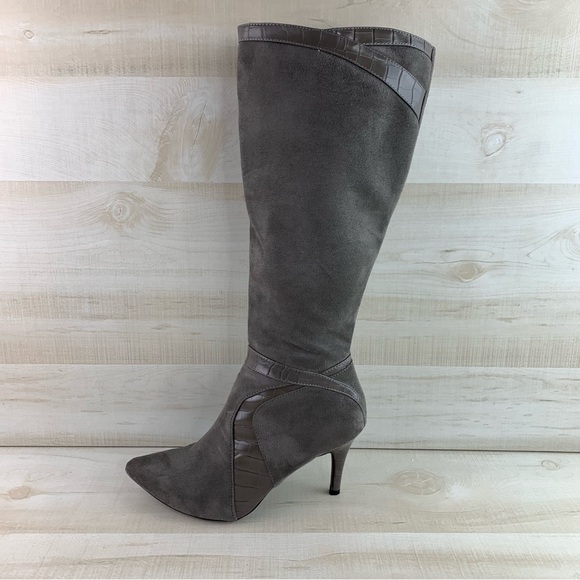 Amelia Grace Shoes - Amelia Grace Grey Knee High Boots